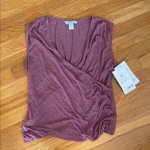 Athleta Pink and Purple Sleeveless Wrap Blouse